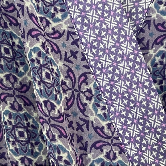 Lane Bryant Boho Semi Sheer V-Neck Purple Print Slit Maxi Dress Tie Back 26/28 - Picture 10 of 14